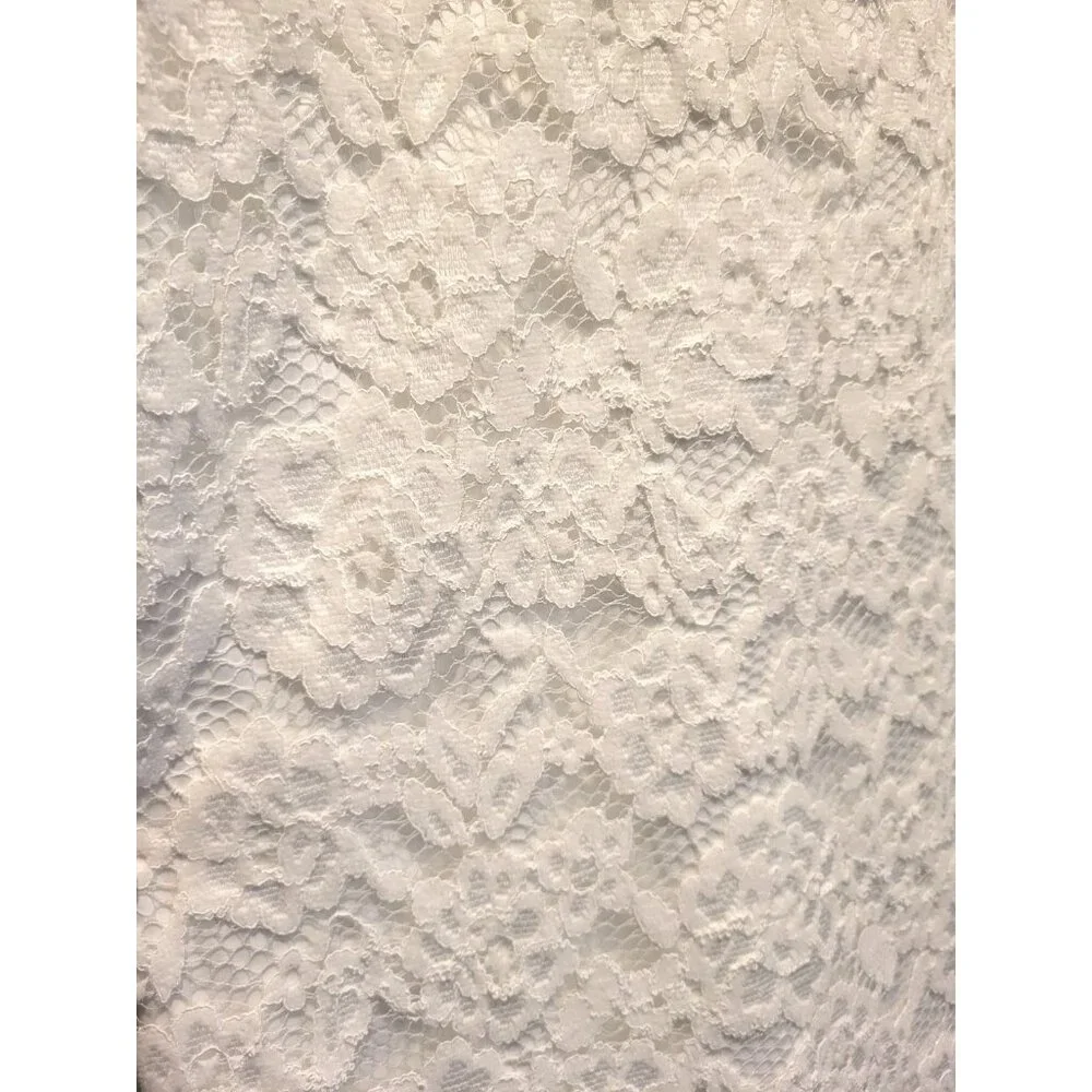Likely Mari White Midi Dress Sz 4 Sleeveless Lace Feathers Empire Waist - Picture 5 of 9